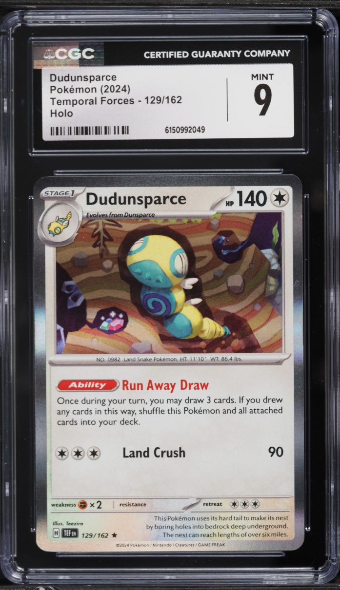 2024 Pokemon Scarlet & Violet Temporal Forces Holo Dudunsparce #129 CGC 9 MINT