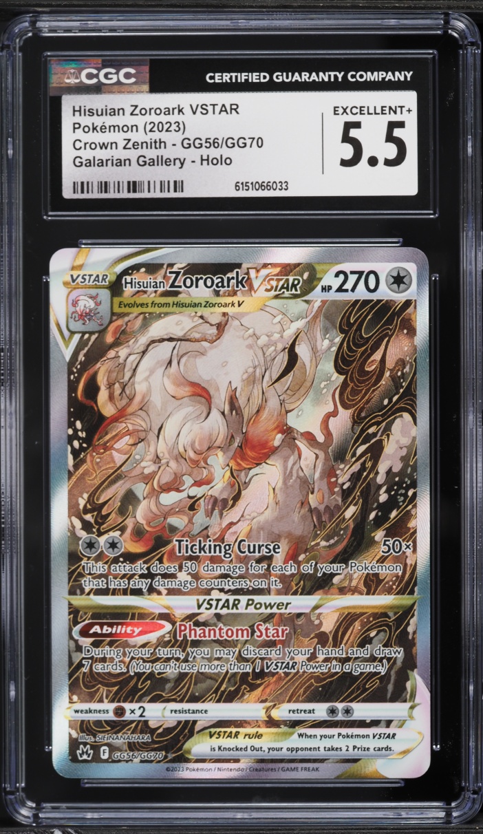 2023 Pokemon Sword & Shield Crown Zenith Alt Art Hisuian Zoroark VSTAR #GG56 CGC 5.5 EX+
