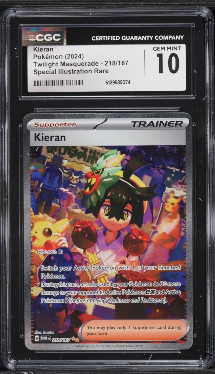 2024 Pokemon Scarlet & Violet Twilight Masquerade SIR Kieran #218 CGC 10 GEM MINT