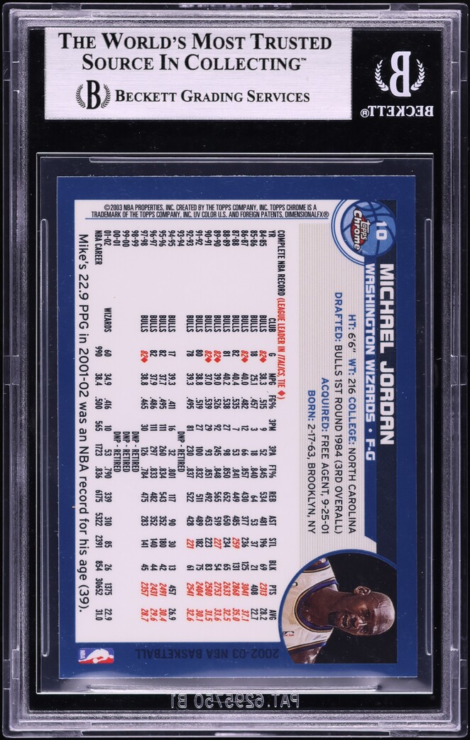 2002 Topps Chrome Michael Jordan #10 BGS 9 MINT