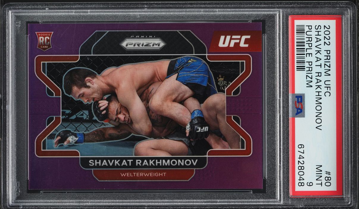 2022 Panini Prizm UFC Purple Shavkat Rakhmonov ROOKIE /149 #80 PSA 9 MINT
