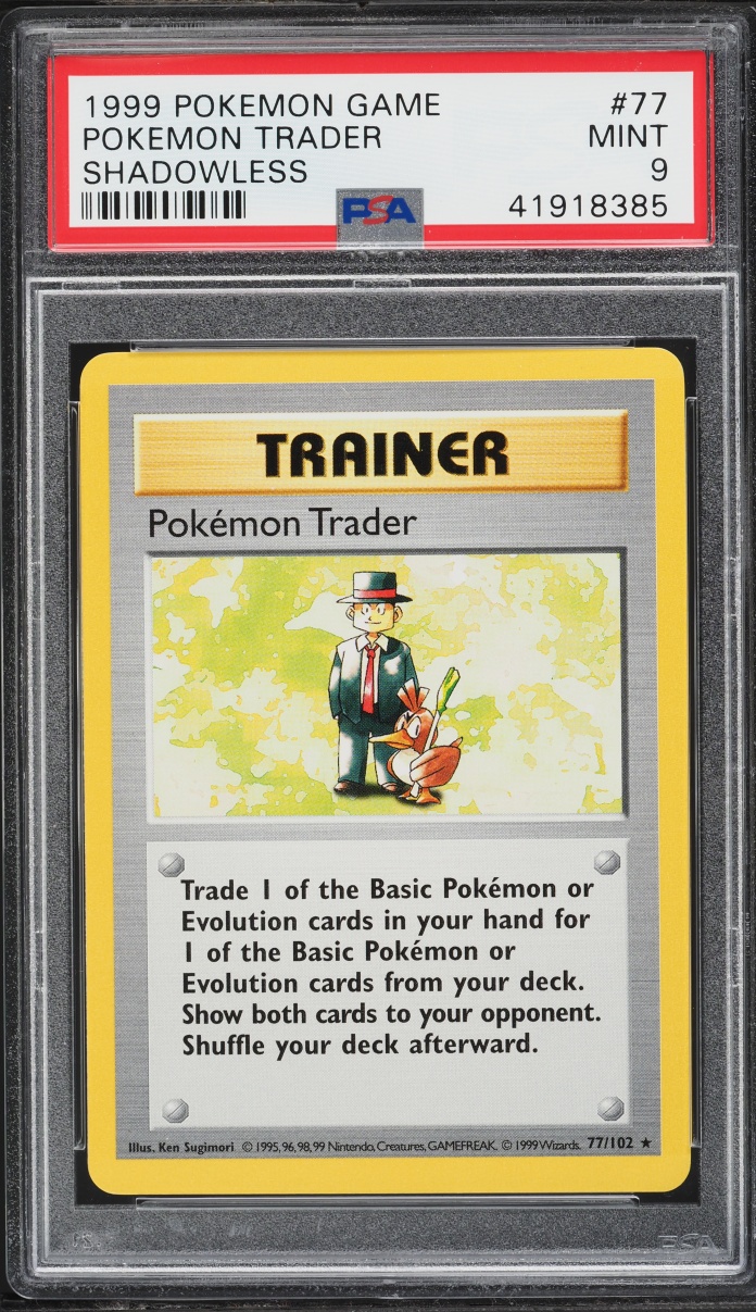 1999 Pokemon Base Set Shadowless Pokemon Trader #77 PSA 9 MINT