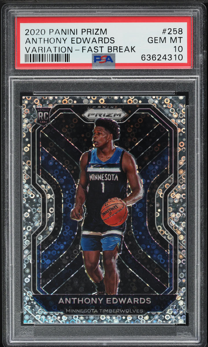 2020 Panini Prizm Variation Fast Break Anthony Edwards ROOKIE #258 PSA 10 GEM