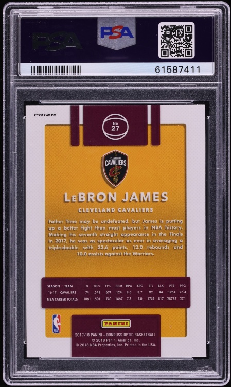 2017 Donruss Optic Holo LeBron James #27 PSA 9 MINT