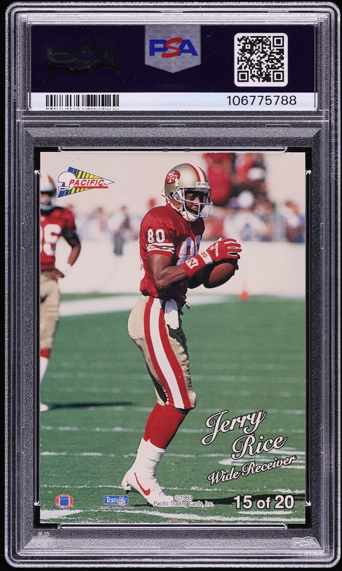 1993 Pacific Football Gold Prism Insert Jerry Rice #15 PSA 9 MINT - Photo 2