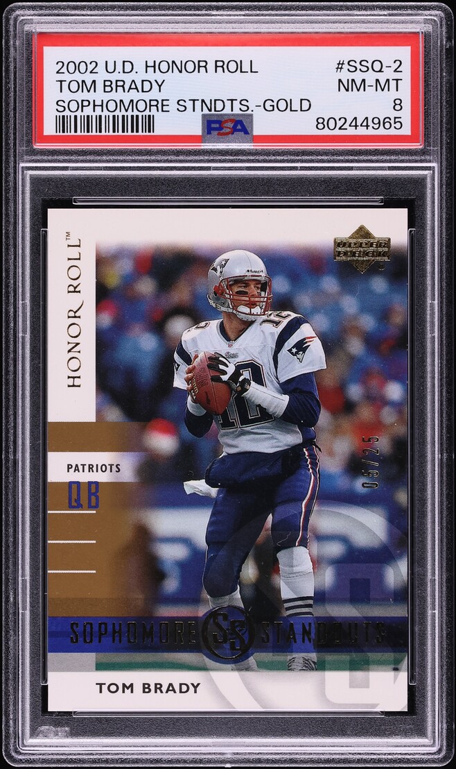2002 Upper Deck Honor Roll Sophomore Standouts Gold Tom Brady /25 #SSQ-2 PSA 8 NM-MT - Photo 1