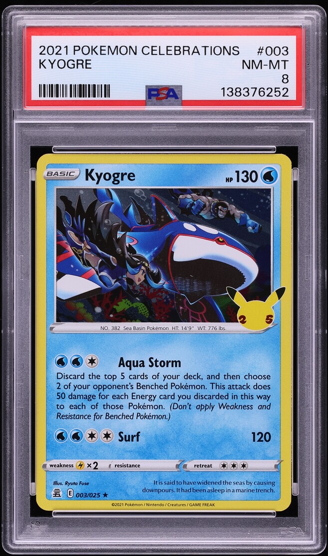 2021 Pokemon Sword & Shield Celebrations Kyogre #3 PSA 8 NM-MT