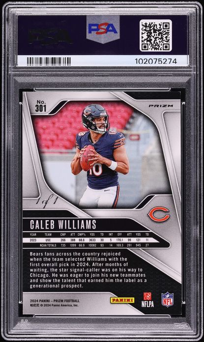 2024 Panini Prizm Nebula Choice Caleb Williams ROOKIE 1/1 #301 PSA 8 NM-MT