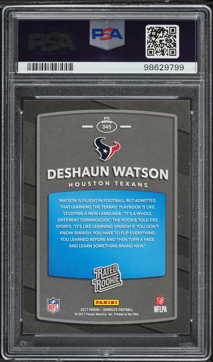 2017 Donruss Football Deshaun Watson ROOKIE #345 PSA 8 NM-MT