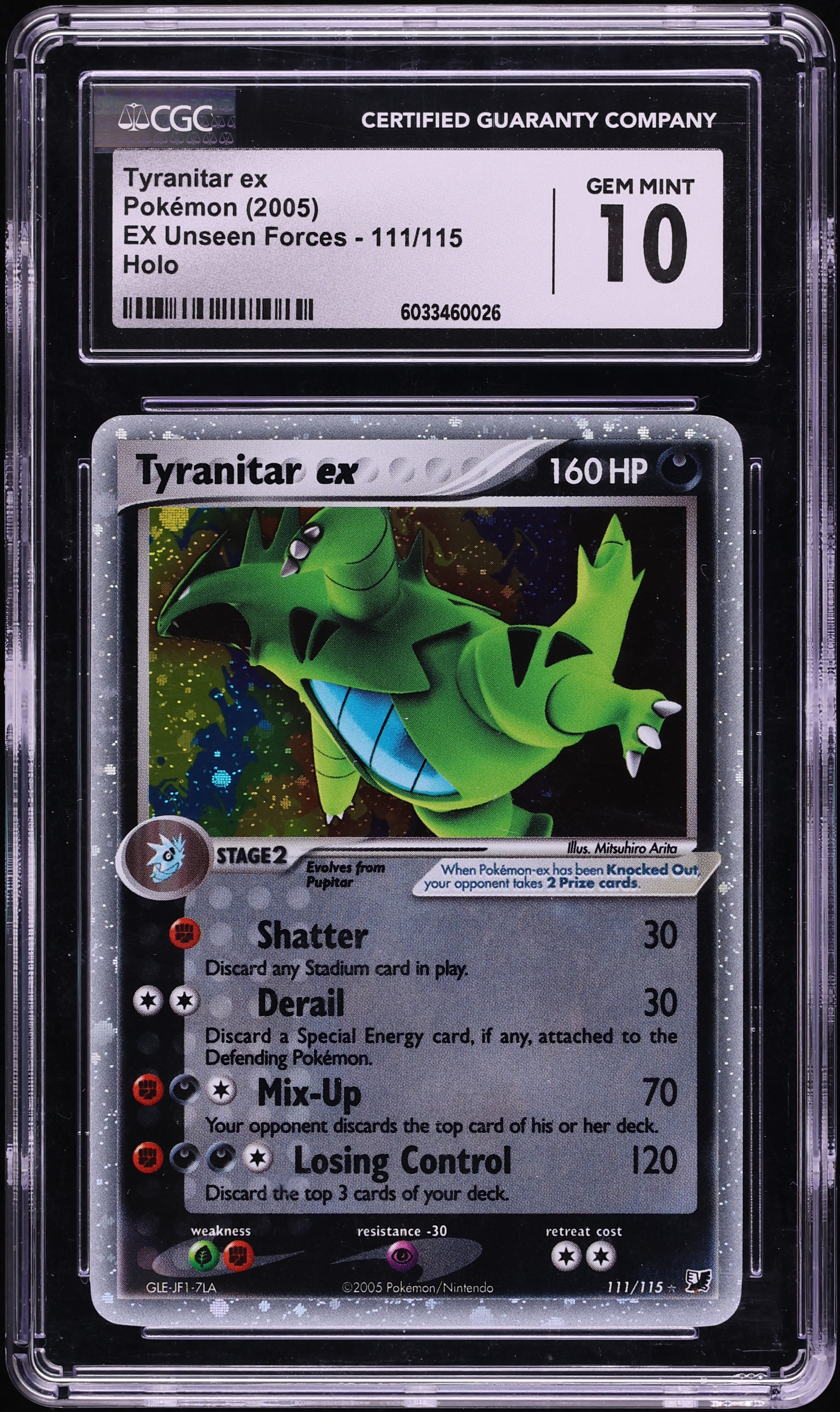 2005 Pokemon EX Unseen Forces Holo Tyranitar EX #111 CGC 10 GEM MINT