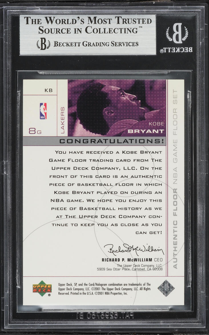 2000 SP Game Floor Authentic Floor Kobe Bryant RELIC #KB BGS 8.5 NM-MT+