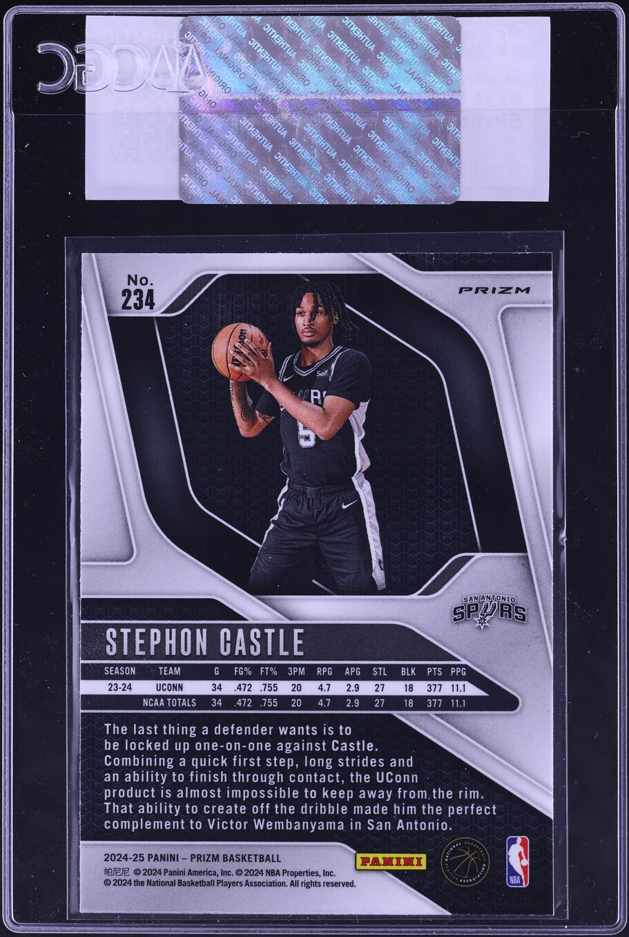 2024 Panini Prizm Silver Stephon Castle ROOKIE #234 CGC AUTH