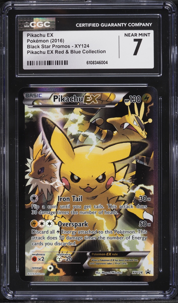 2016 Pokemon XY Black Star Promo Red & Blue Collection Full Art Pikachu EX #XY124 CGC 7 NRMT