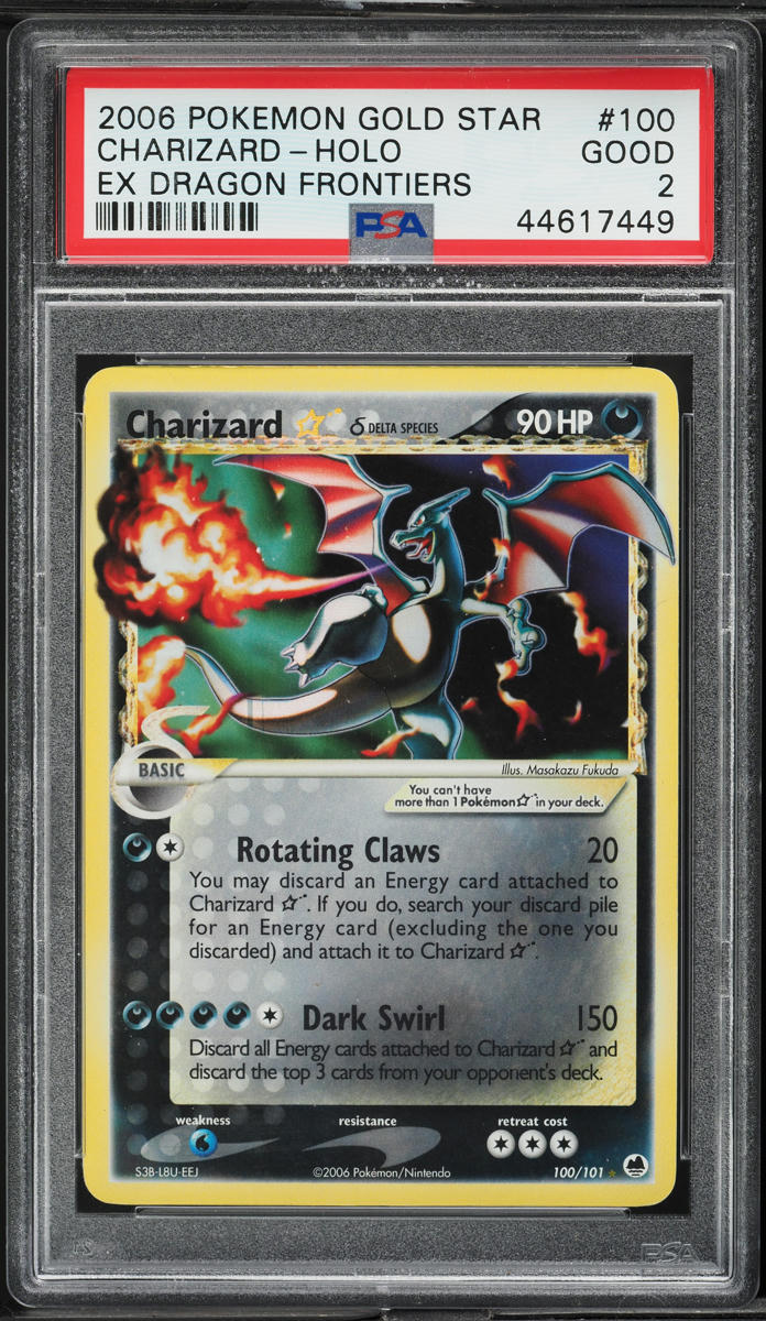 2006 Pokemon EX Dragon Frontiers Holo Charizard Gold Star #100 PSA 2 GD