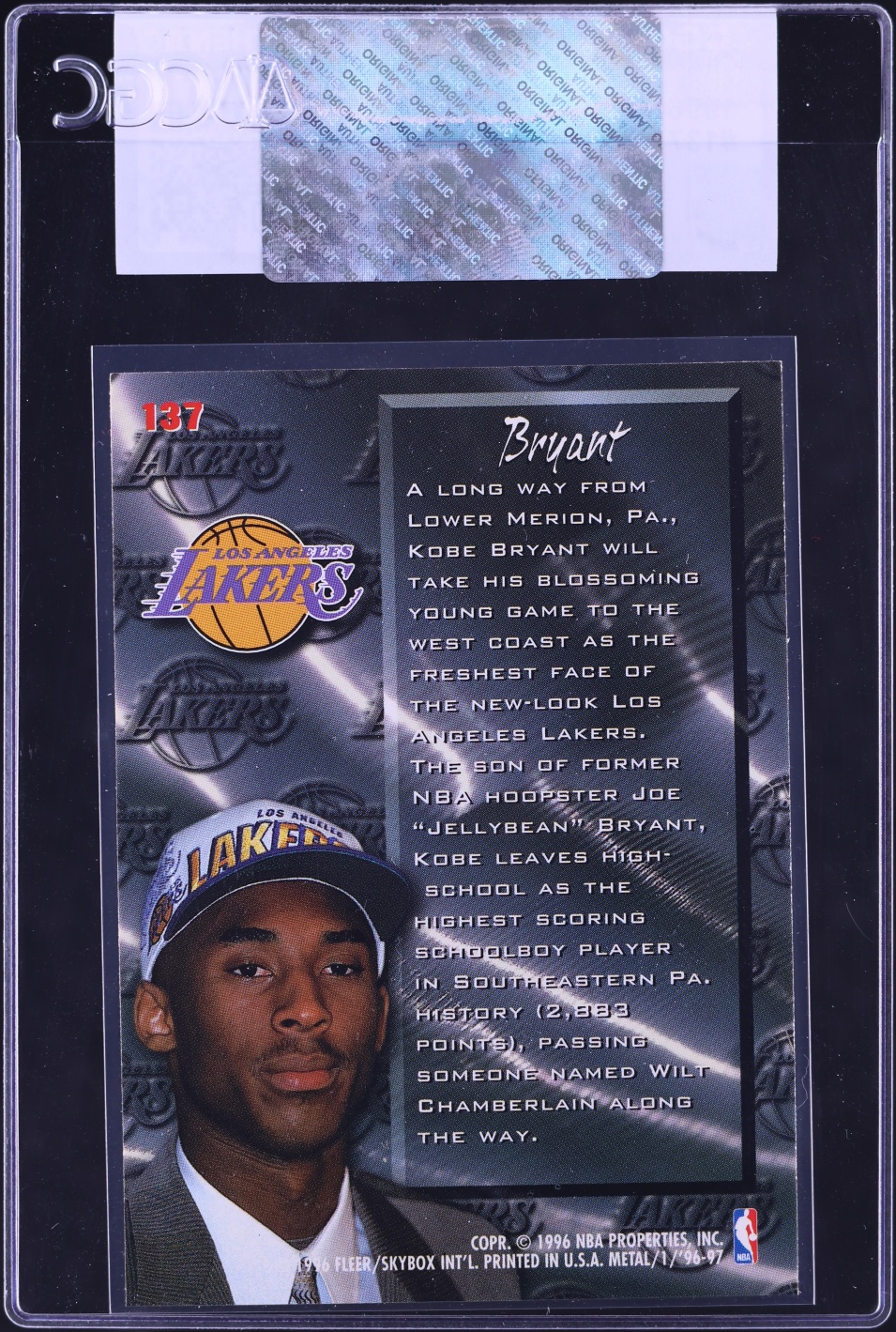 1996 Metal Fresh Foundation Kobe Bryant ROOKIE #137 CGC AUTH