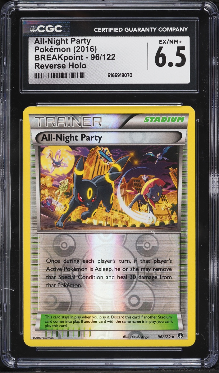 2016 Pokemon XY BREAKpoint Reverse Holo All-Night Party #96 CGC 6.5 EXMT+