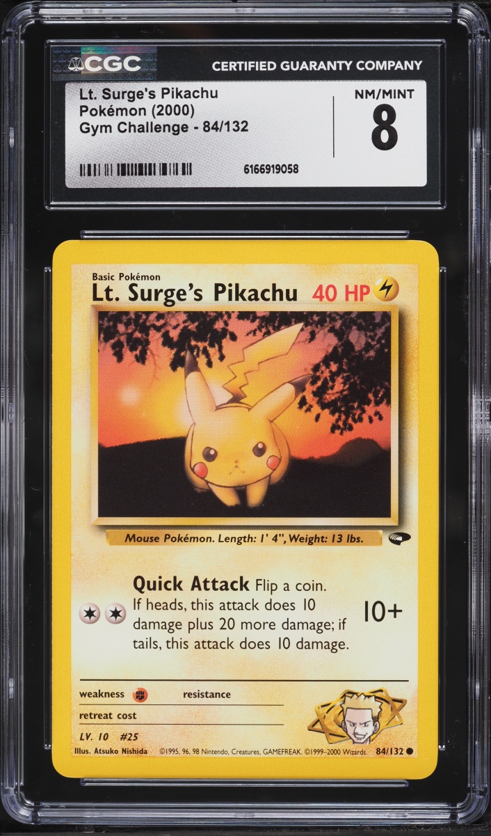 2000 Pokemon Gym Challenge Lt. Surge's Pikachu #84 CGC 8 NM-MT