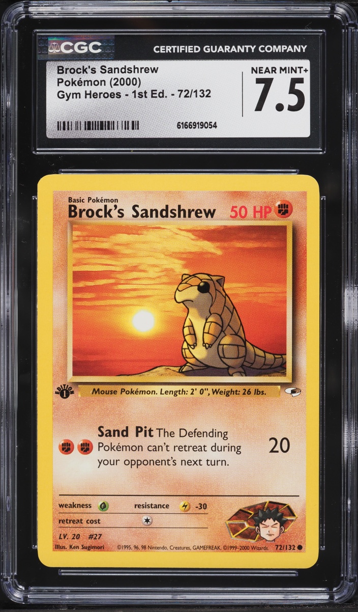 2000 Pokemon Gym Heroes 1st Edition Brock's Sandshrew #72 CGC 7.5 NRMT+