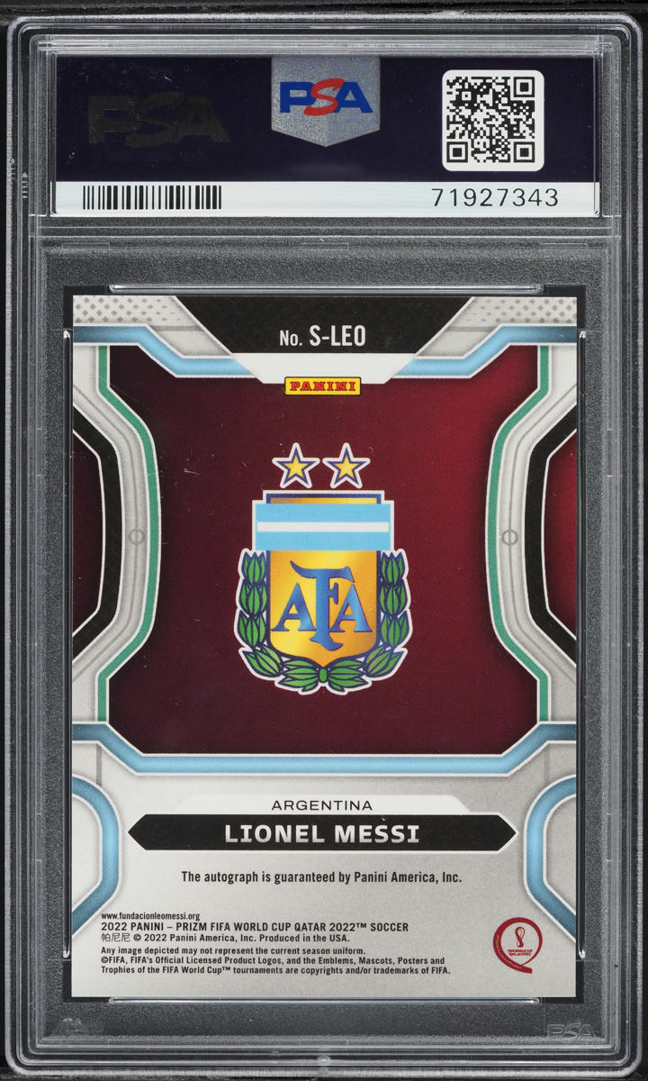 2022 Panini Prizm World Cup Qatar Lionel Messi AUTO #S-LEO PSA 10