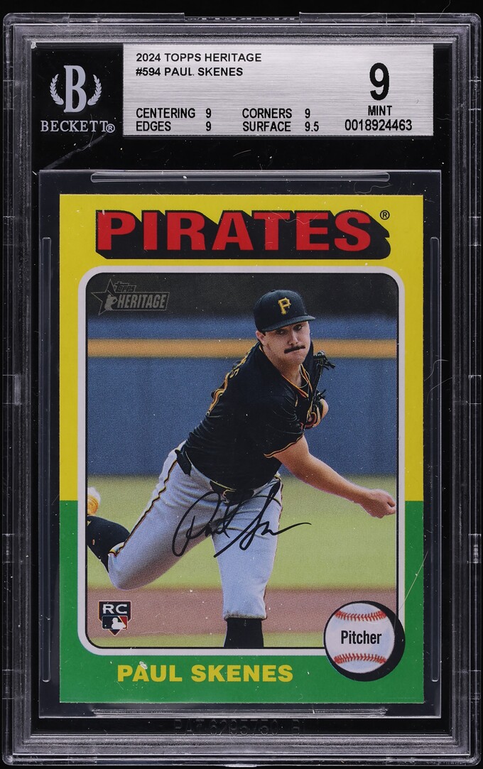 2024 Topps Heritage Paul Skenes ROOKIE #594 BGS 9 MINT