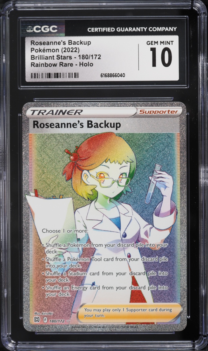 2022 Pokemon Sword & Shield Brilliant Stars Rainbow Rare Roseanne's Backup #180 CGC 10 GEM MINT