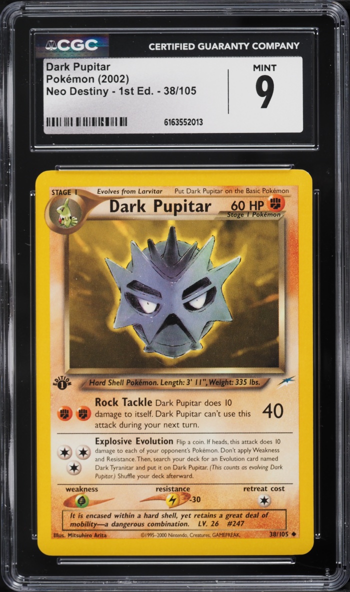 2002 Pokemon Neo Destiny 1st Edition Dark Pupitar #38 CGC 9 MINT
