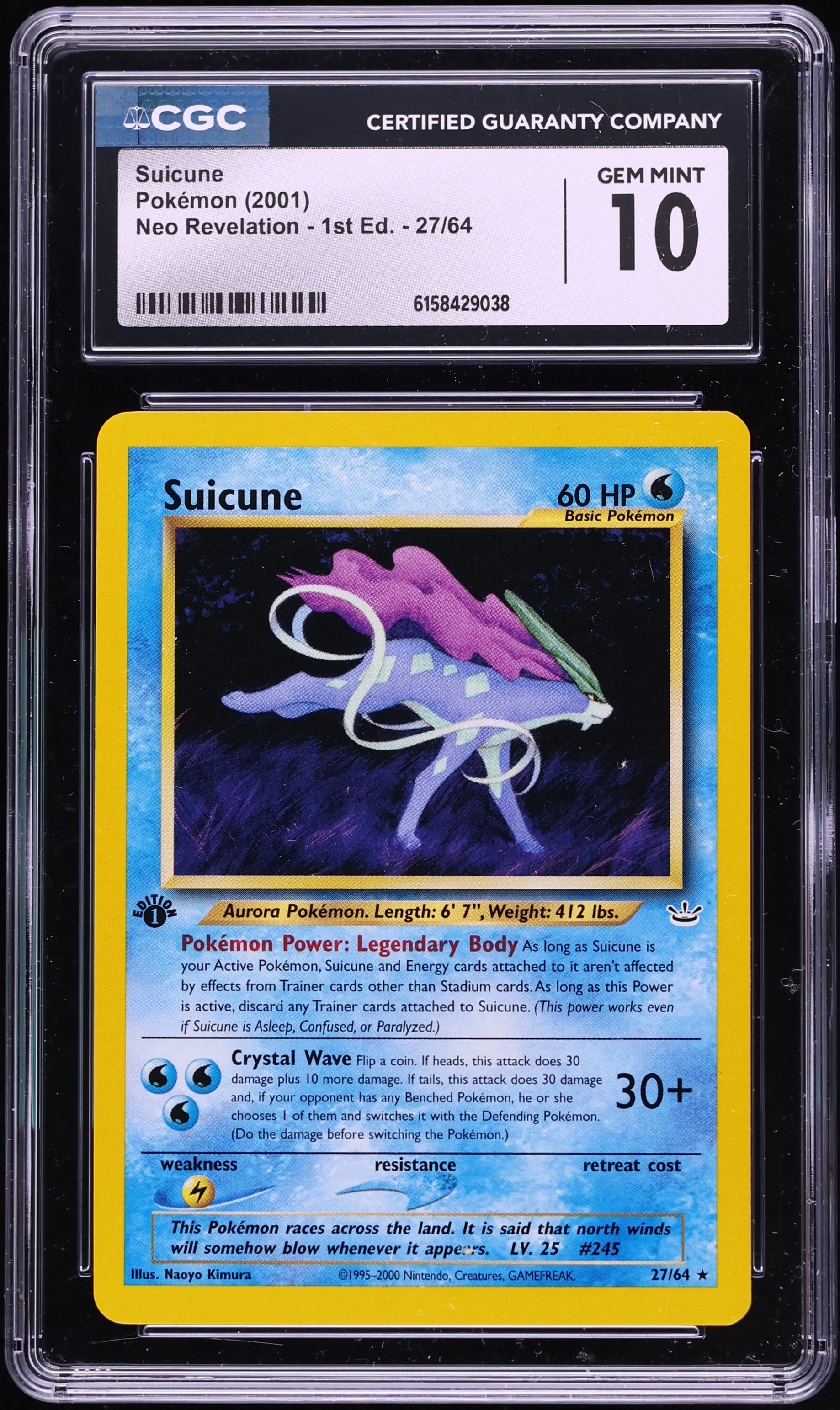 2001 Pokemon Neo Revelation 1st Edition Suicune #27 CGC 10 GEM MINT