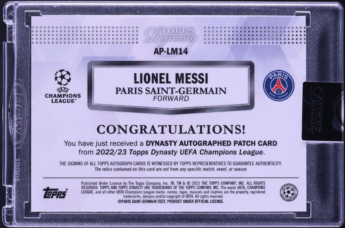 2022 Topps Dynasty UEFA Champions League Black Lionel Messi PATCH AUTO 1/5 #AP-LM14