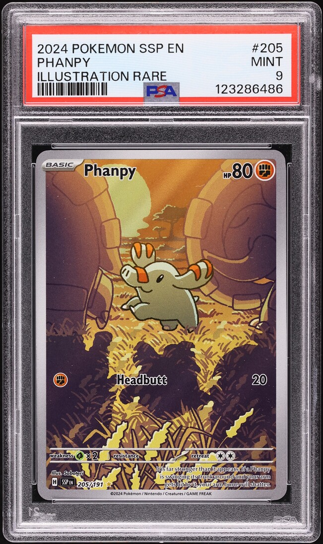 2024 Pokemon Scarlet & Violet Surging Sparks IR Phanpy #205 PSA 9 MINT