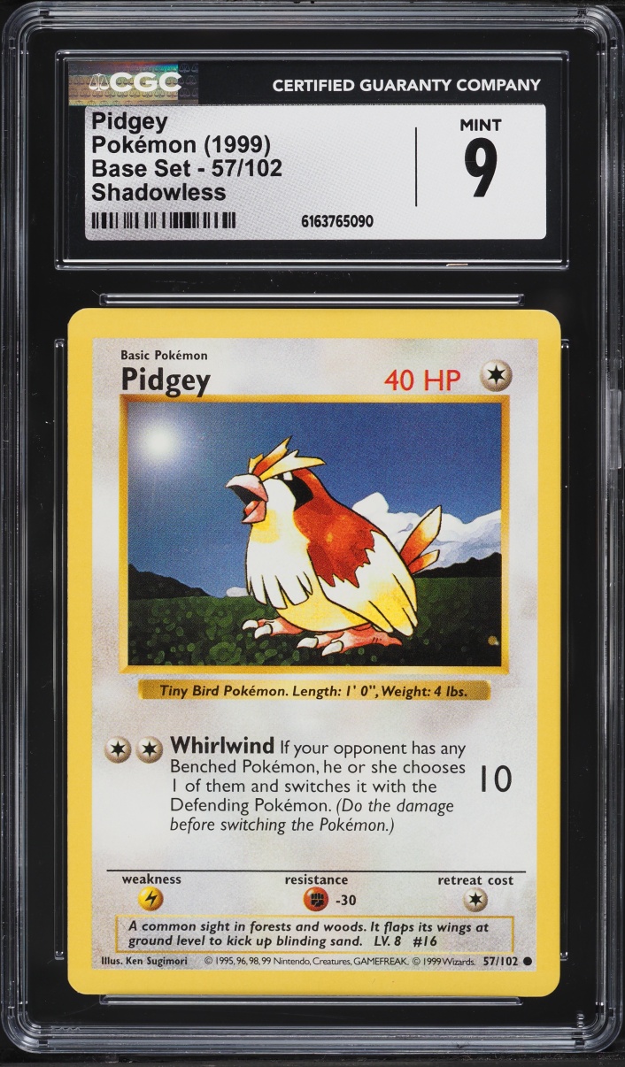 1999 Pokemon Base Set Shadowless Pidgey #57 CGC 9 MINT