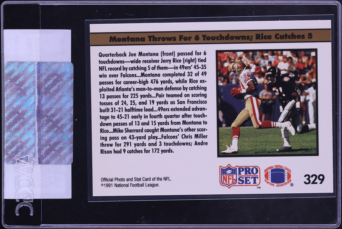 1991 Pro Set Football Joe Montana Jerry Rice #329 CGC AUTH