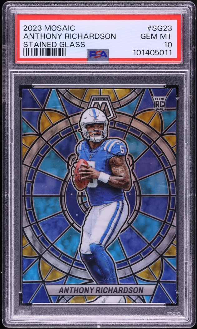 2023 Panini Mosaic Stained Glass Anthony Richardson ROOKIE #SG-23 PSA 10 GEM MINT