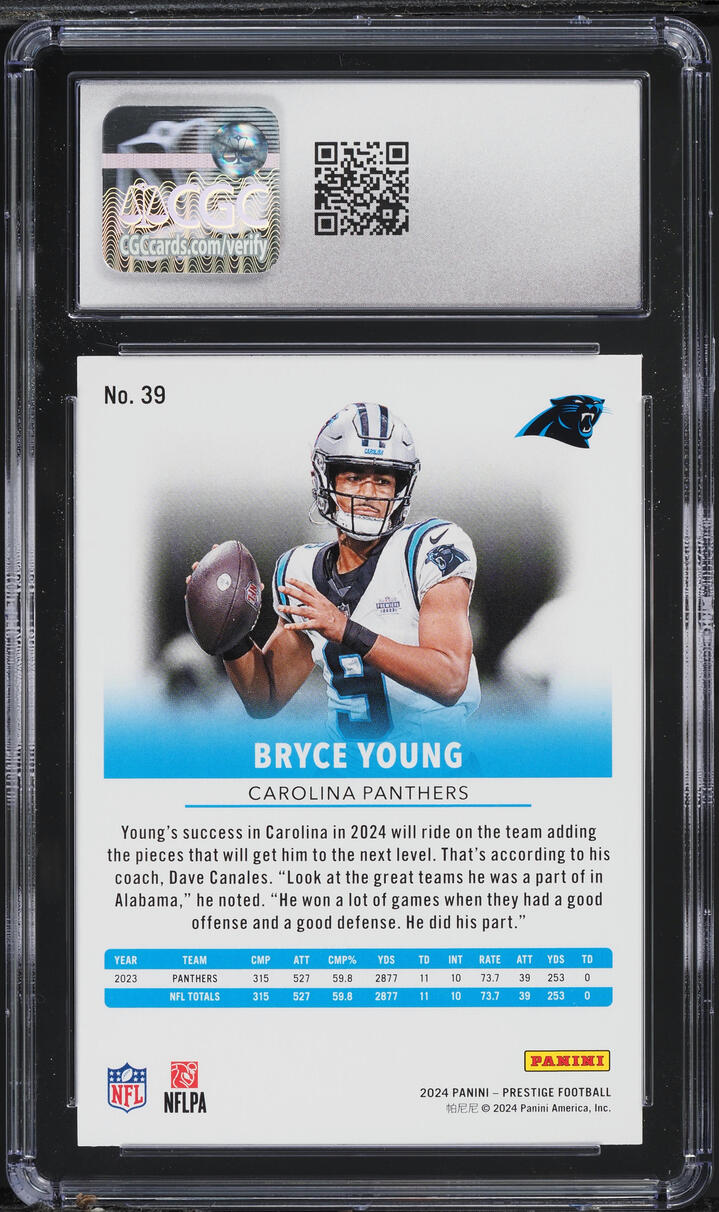 2024 Panini Prestige Bryce Young #39 CGC 10 GEM MINT