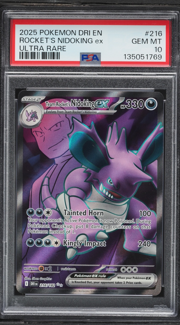 2025 Pokemon Scarlet & Violet Destined Rivals Full Art Rocket's Nidoking ex #216 PSA 10 GEM