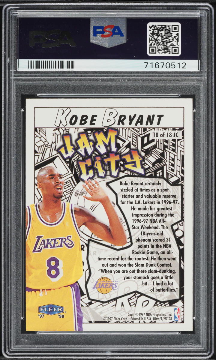 1997 Ultra Jam City Kobe Bryant #18 PSA 10 GEM MINT on