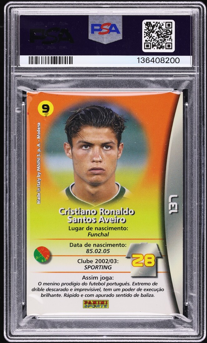 2003 Panini Sports Mega Craques Cristiano Ronaldo ROOKIE #137 PSA 4 VGEX