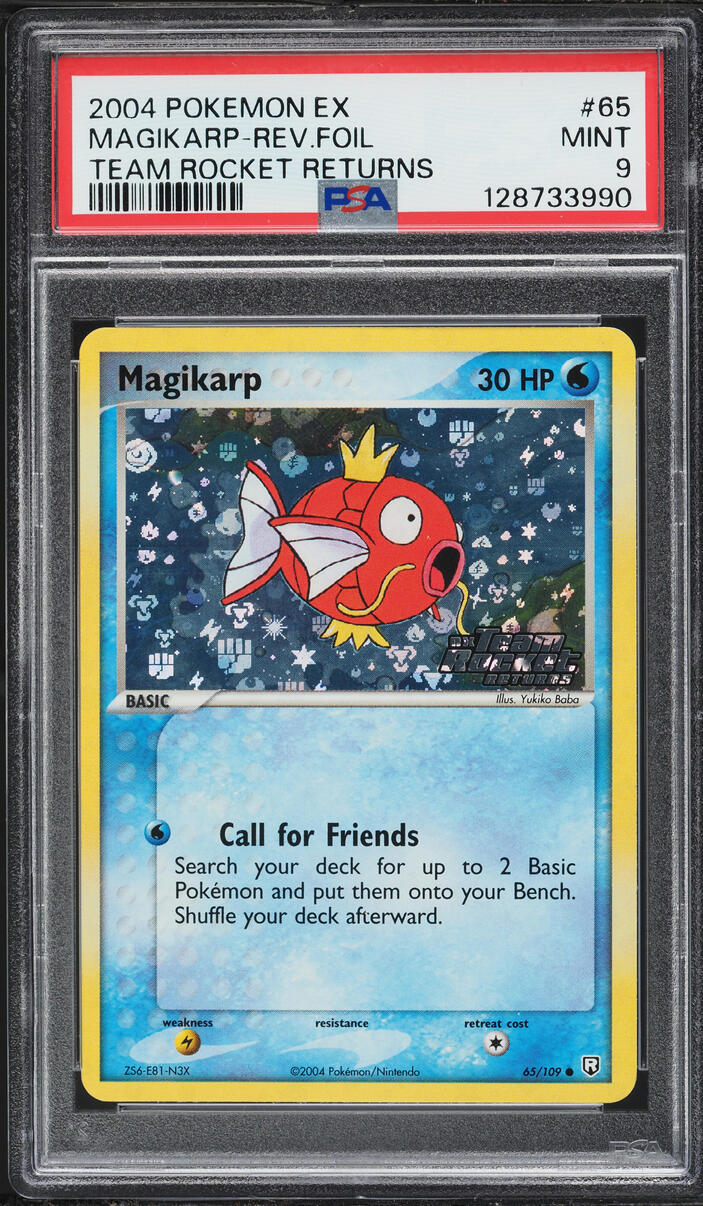 2004 Pokemon EX Team Rocket Returns Reverse Holo Magikarp #65 PSA 9 MINT