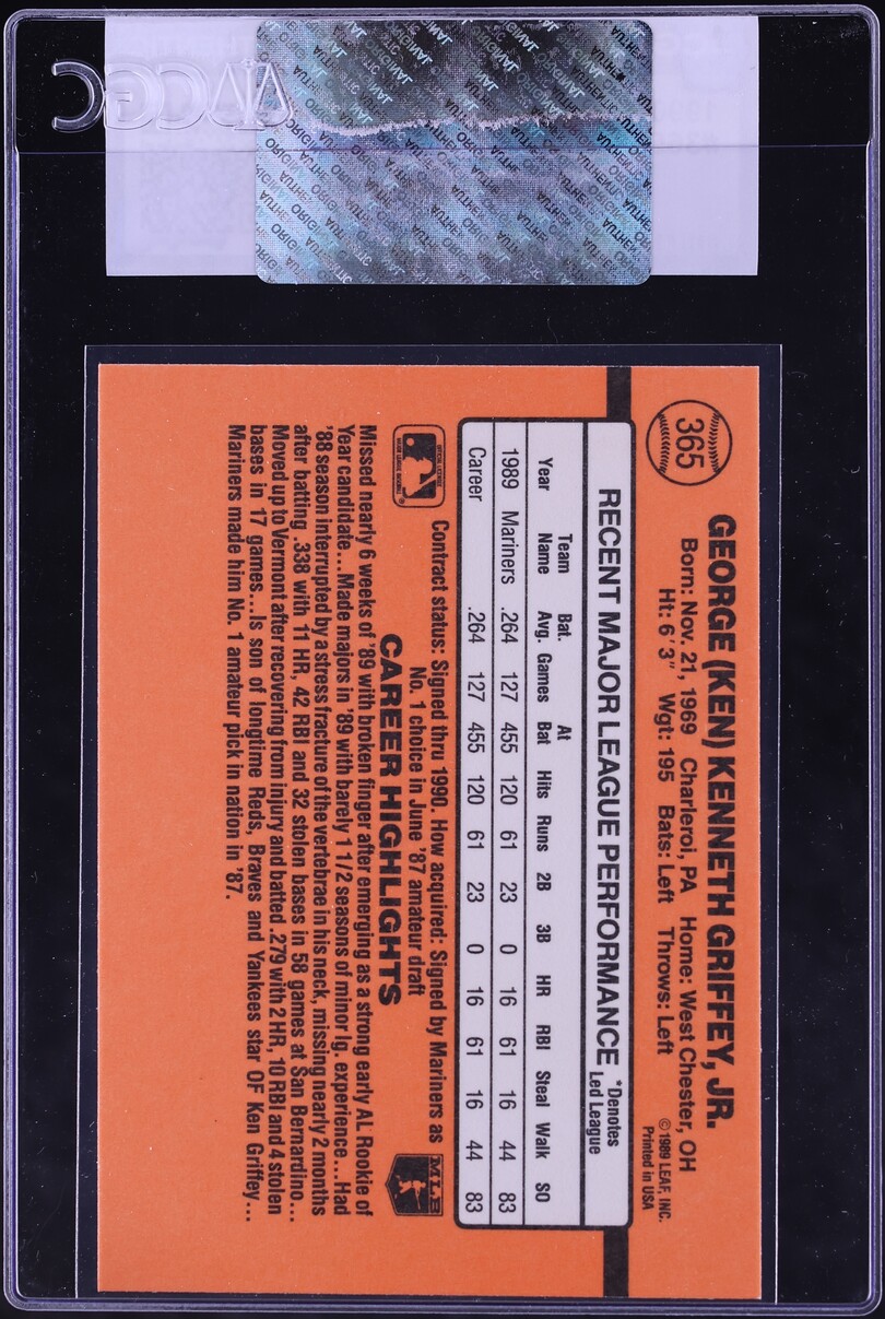 1990 Donruss Ken Griffey Jr. #365 CGC AUTH