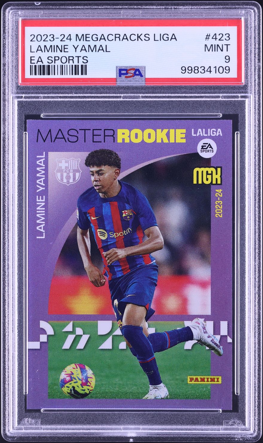 2023 Panini Mega Cracks La Liga EA Sports Lamine Yamal ROOKIE #423 PSA 9 MINT