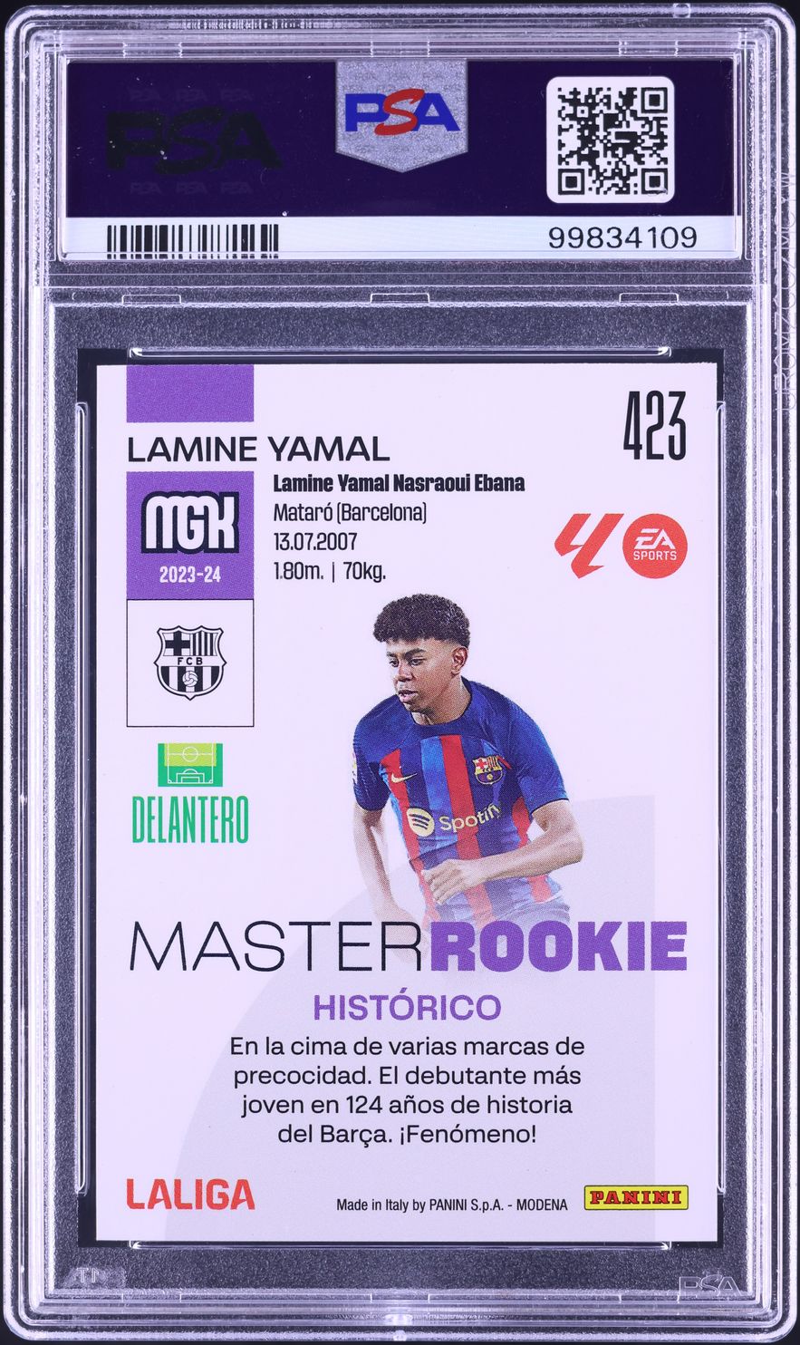 2023 Panini Mega Cracks La Liga EA Sports Lamine Yamal ROOKIE #423 PSA 9 MINT