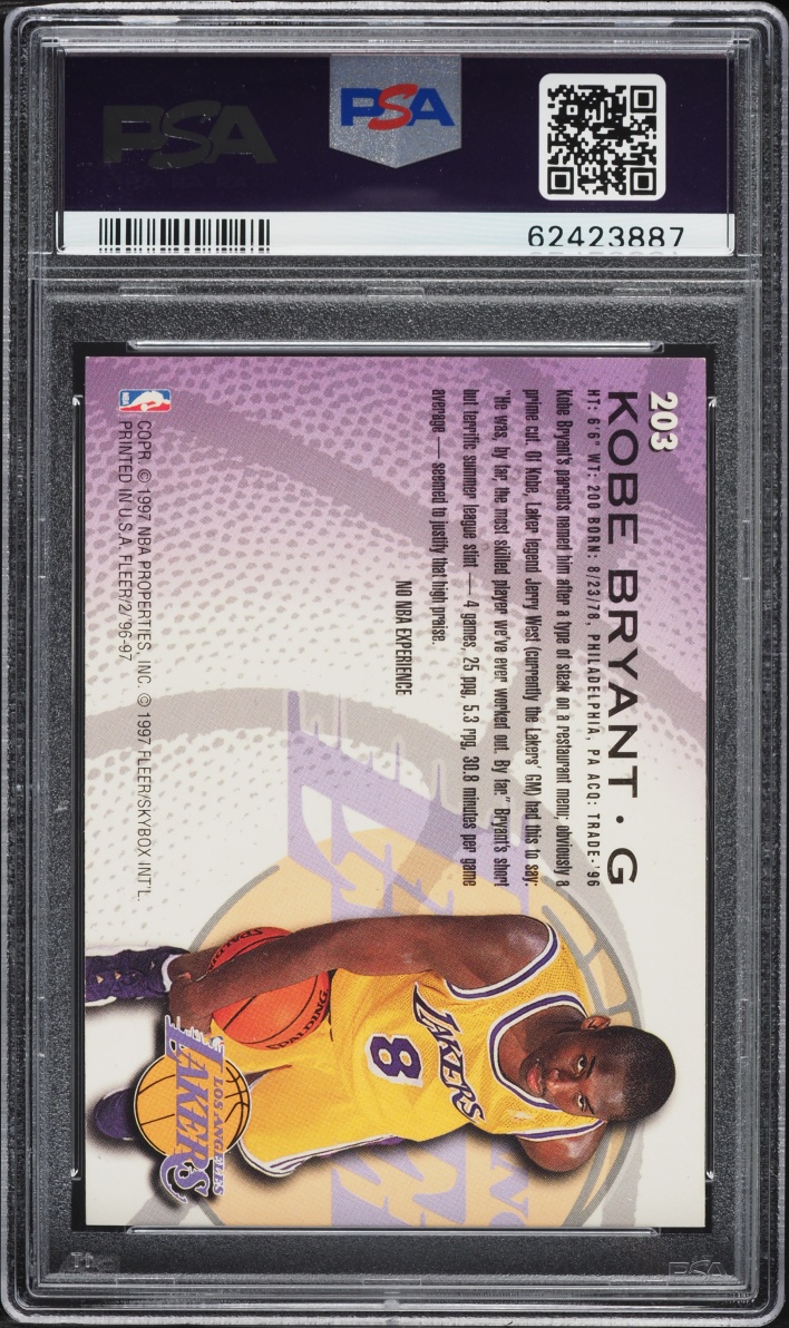 1996 Fleer Basketball Kobe Bryant ROOKIE #203 PSA 8 NM-MT