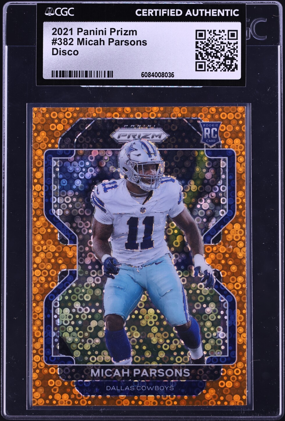2021 Panini Prizm Disco Micah Parsons ROOKIE #382 CGC AUTH