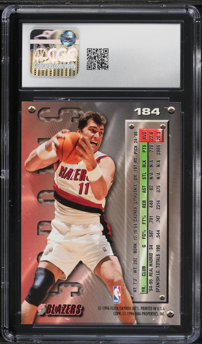 1995 Metal Basketball Arvydas Sabonis ROOKIE #184 CGC 7 NRMT