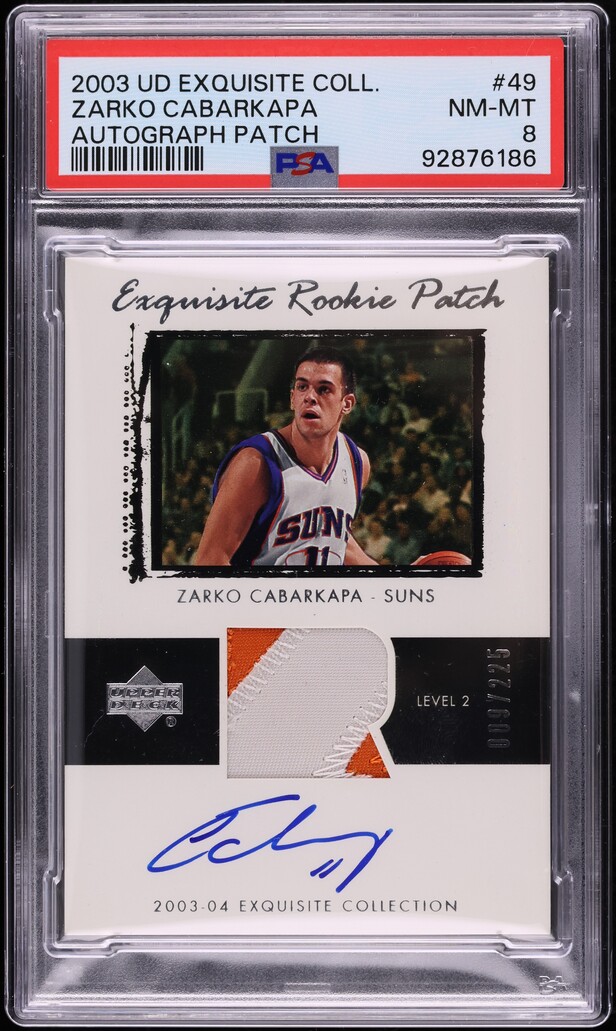 2003 Exquisite Collection Zarko Cabarkapa ROOKIE PATCH AUTO /225 #49 PSA 8 NM-MT