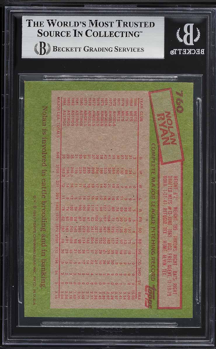 1985 Topps Nolan Ryan #760 BGS 7.5 NRMT+