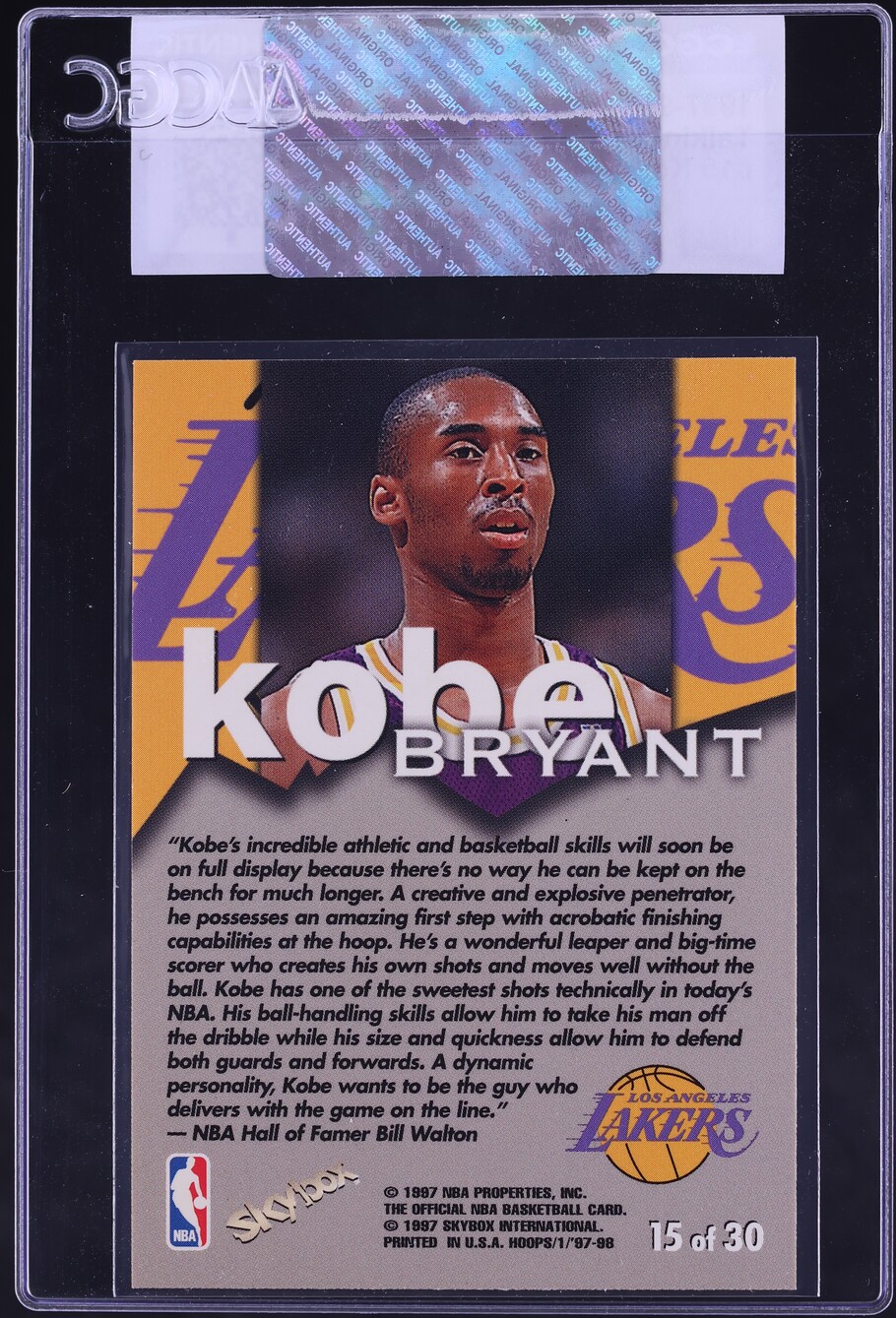 1997 Hoops Talkin' Hoops Kobe Bryant #15 CGC AUTH