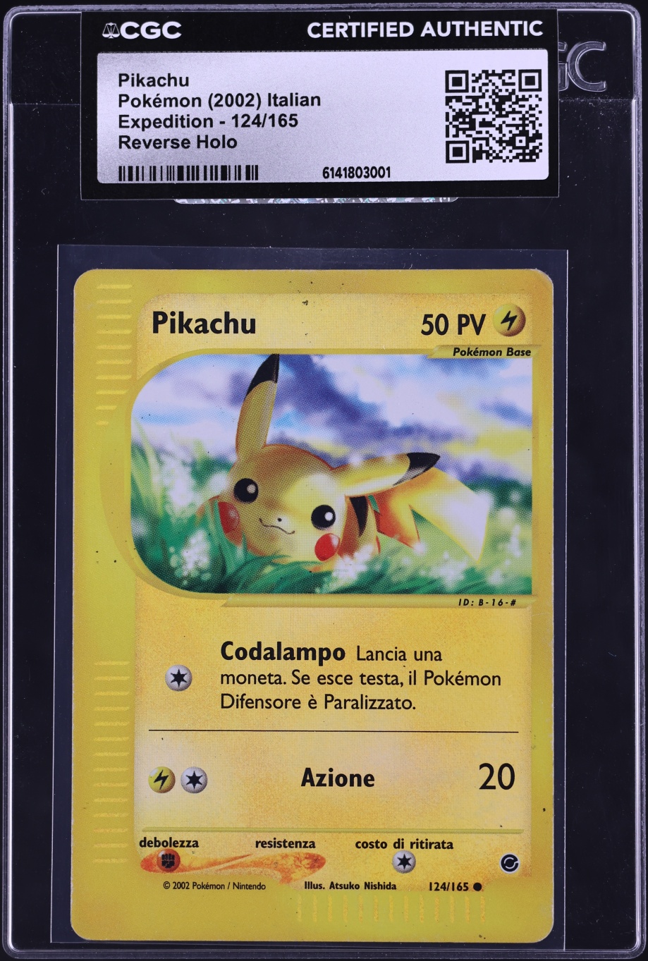 2002 Pokemon Italian Expedition Reverse Holo Pikachu #124 CGC AUTH