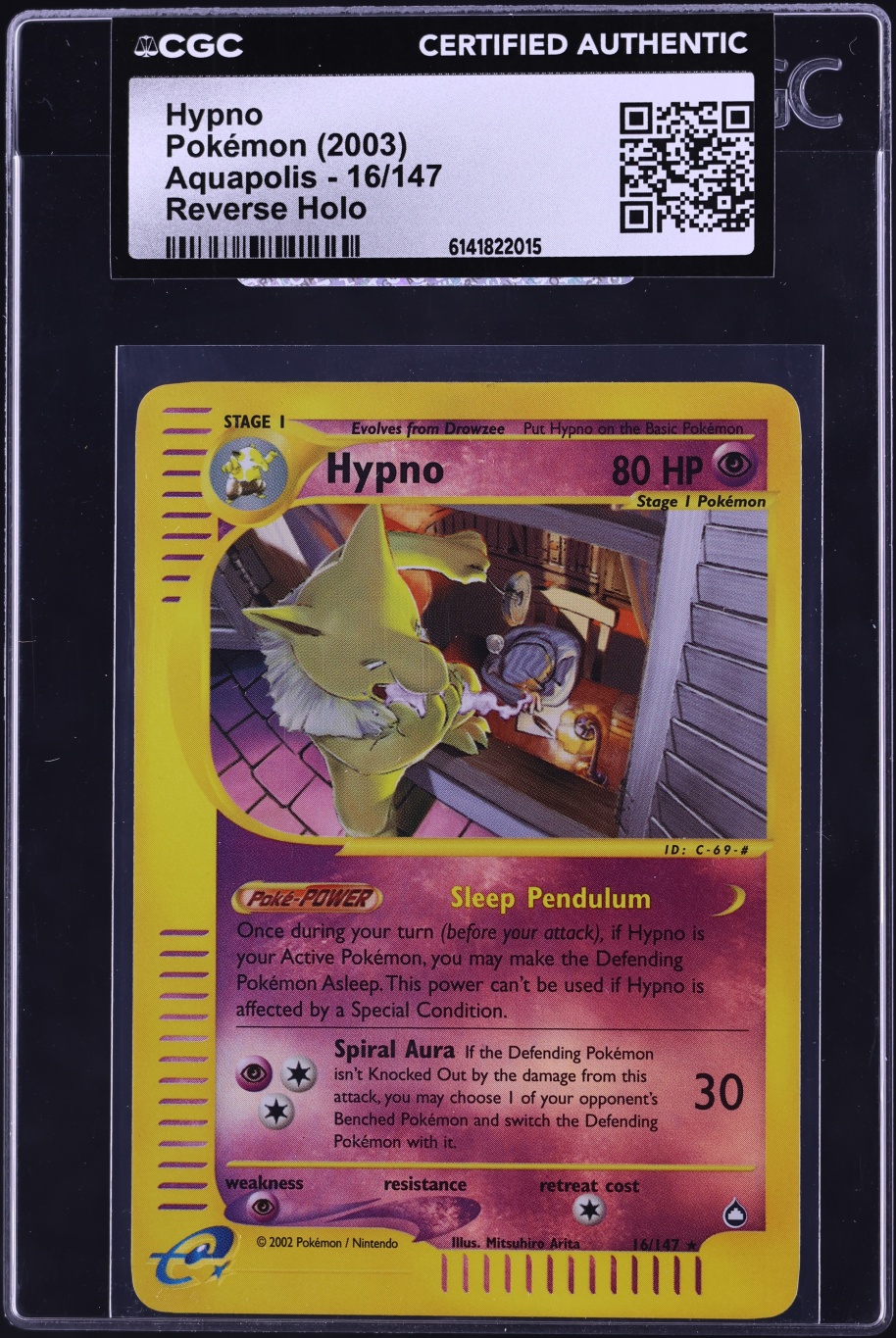 2003 Pokemon Aquapolis Reverse Holo Hypno #16 CGC AUTH