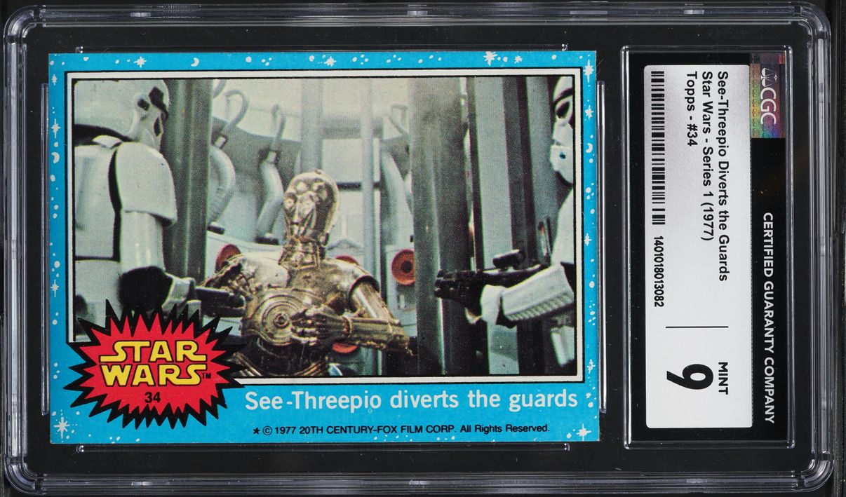 1977 Topps Star Wars Series 1 See-Threepio Diverts The Guards #34 CGC 9 ...