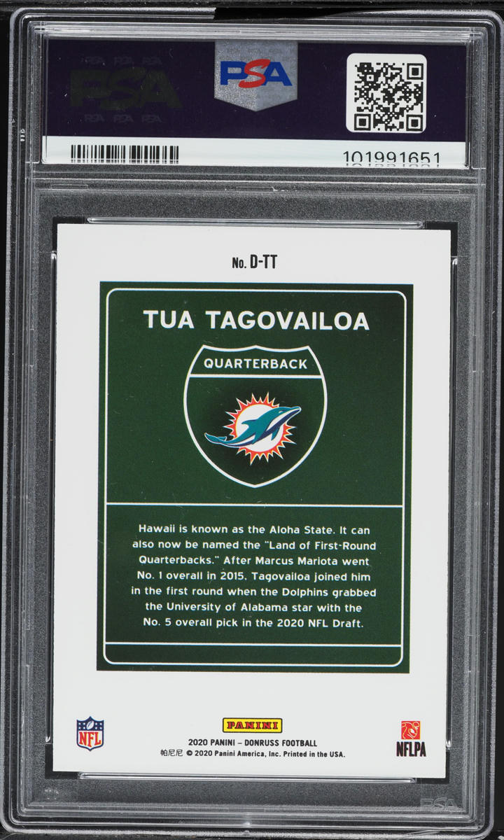 2020 Donruss Downtown Tua Tagovailoa ROOKIE #D-TT PSA 9 MINT